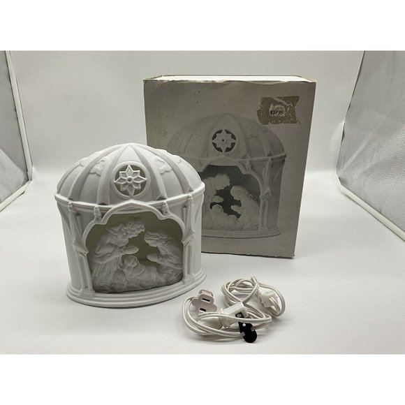 Dept 56 White Silhoutte Lighted Nativity In original Sleeve with Lightcord Bulb - Picture 15 of 15